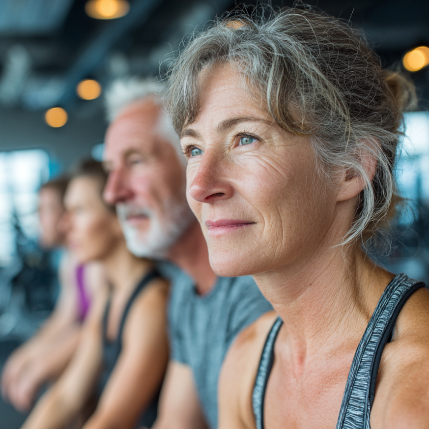 Щаслива пара зрілого віку після тренування